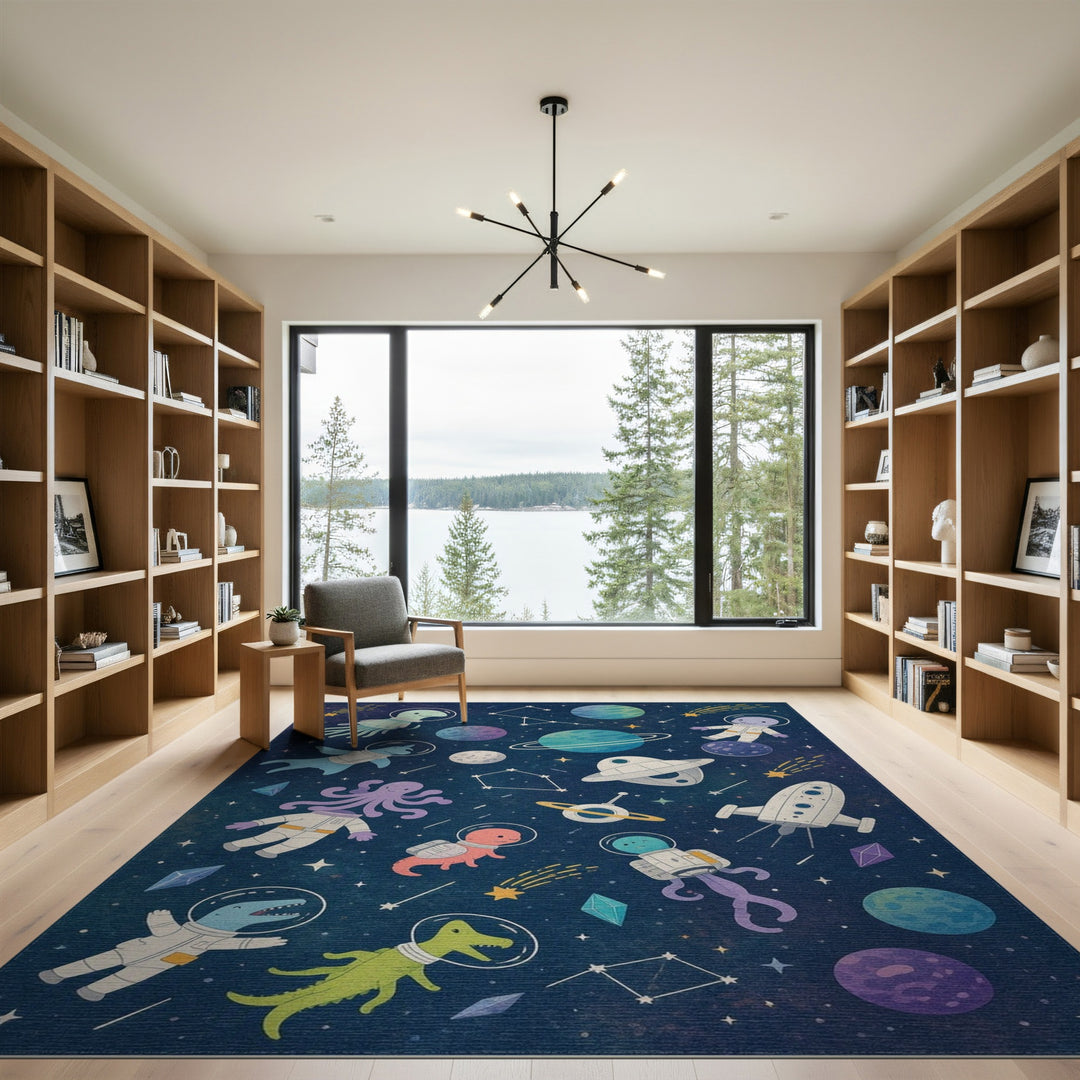 Space Animals Kids Area Rug