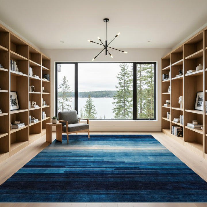 Blue Abstract Horizon Area Rug