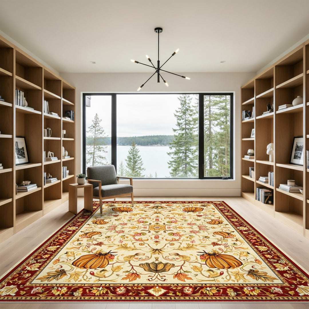 Multi-color and Patterns Autumn Pumpkin Floral Area Rug