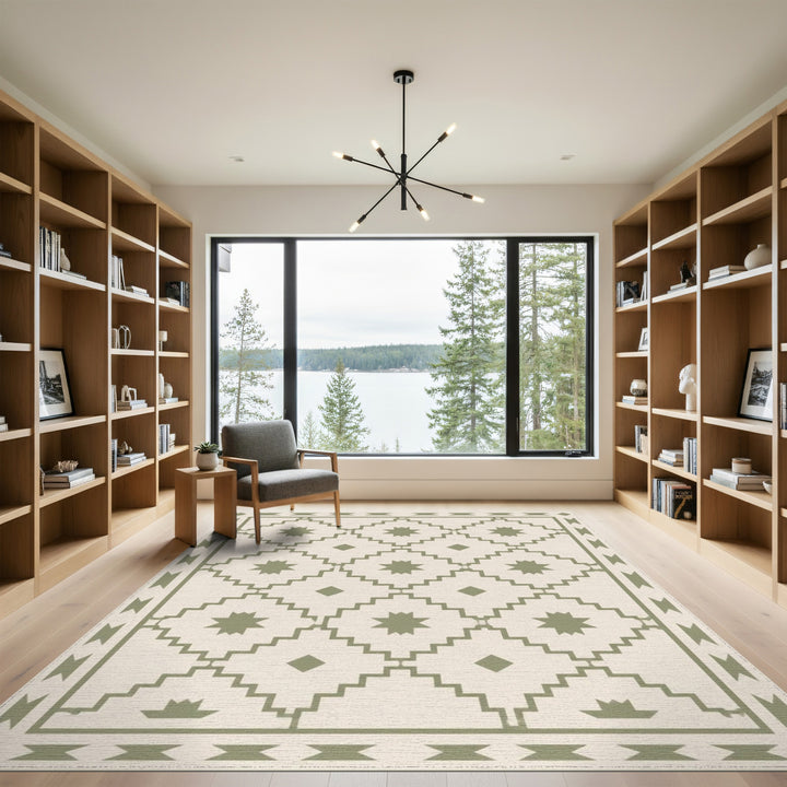 Green Southwestern Geometric Area Rug