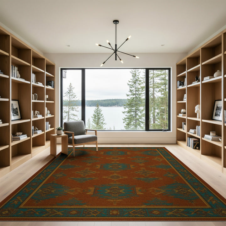 Southwestern Orange Geometric Area Rug