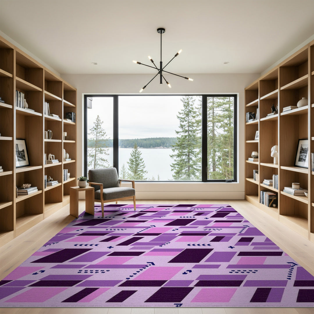 Purple Geometric Arrow Area Rug