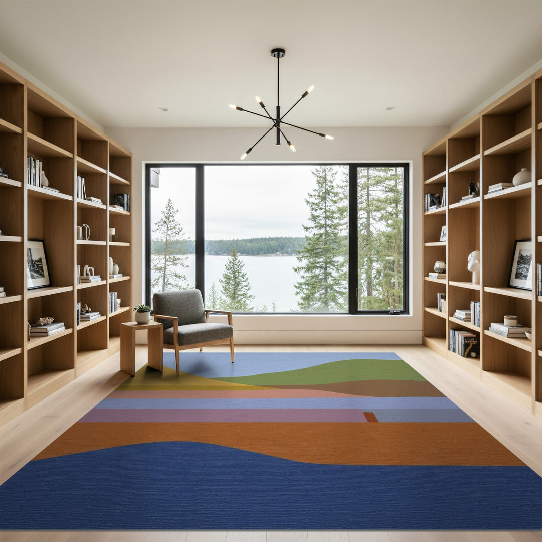 Abstract Landscape Area Rug in Earth Tones