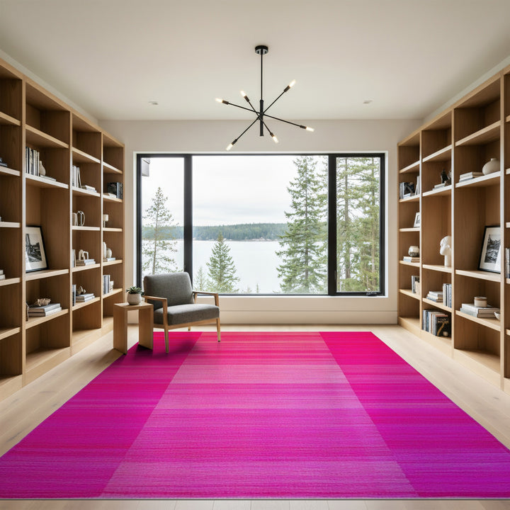 Pink Striped Geometric Modern Area Rug