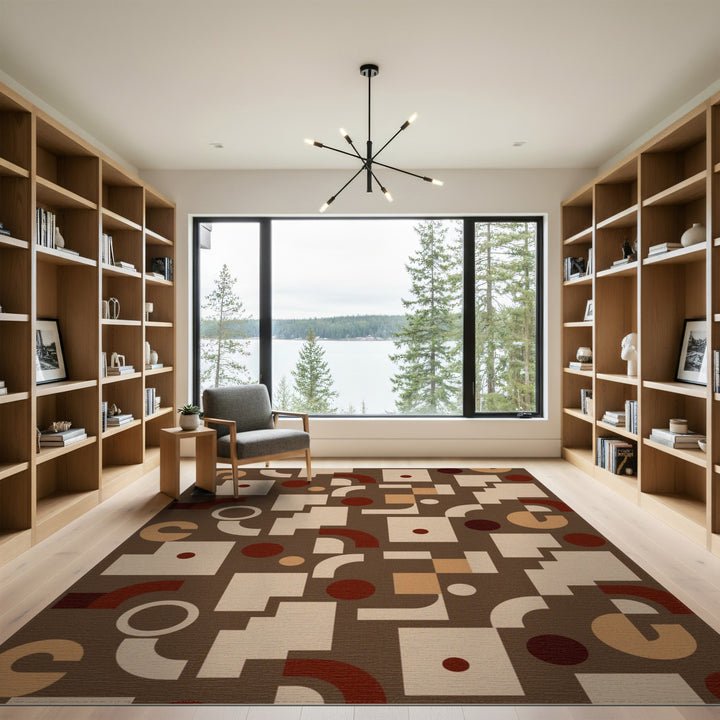 Modern Geometric Brown Tan Area Rug