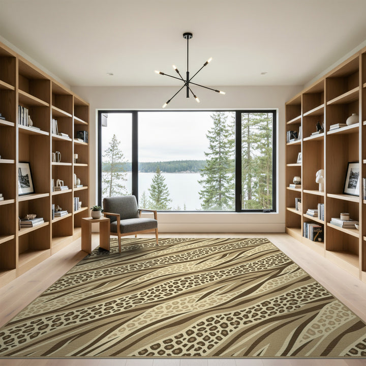 Brown Zebra Leopard Area Rug