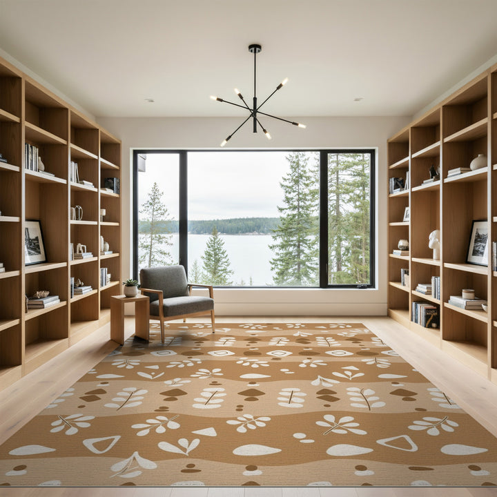 Boho Chic Brown and Tan Boho Chic Brown Tan Leaf Area Rug