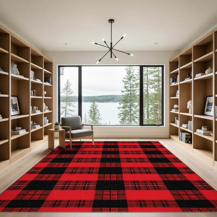 Red Black Red Black Buffalo Check Area Rug