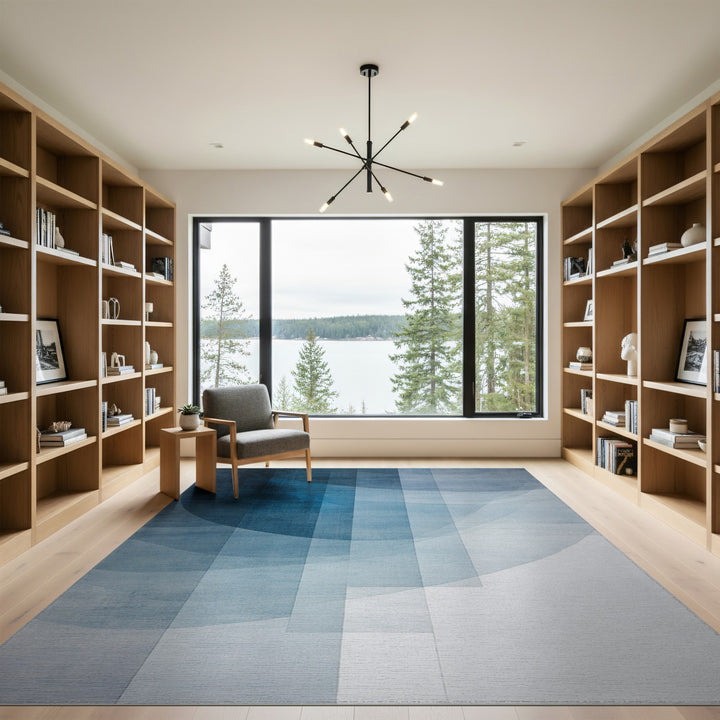 Blue Teal Abstract Area Rug