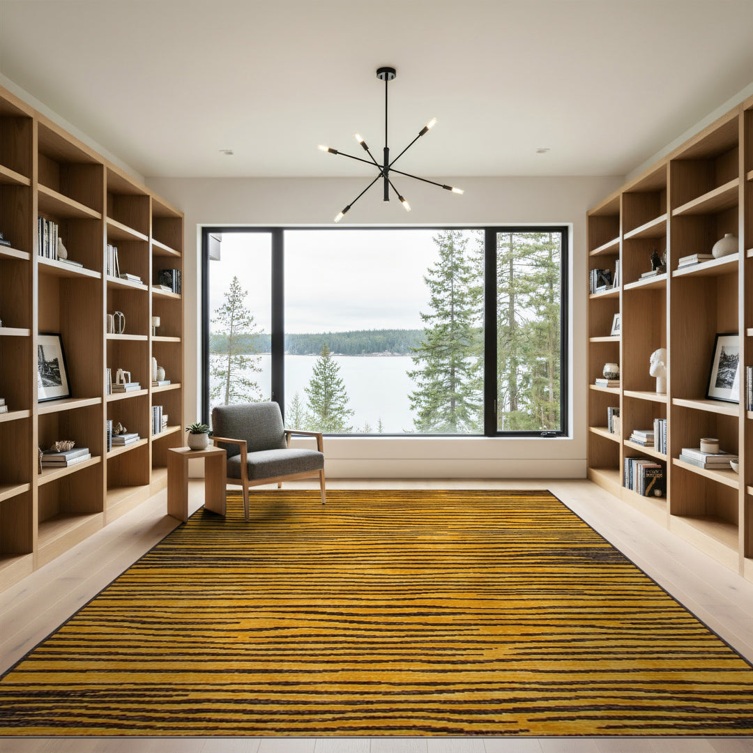 Yellow Wave Stripe Area Rug