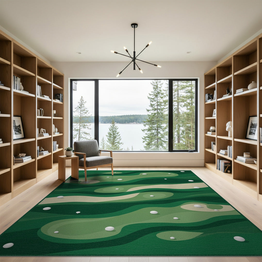 Abstract Green Golf Course Area Rug