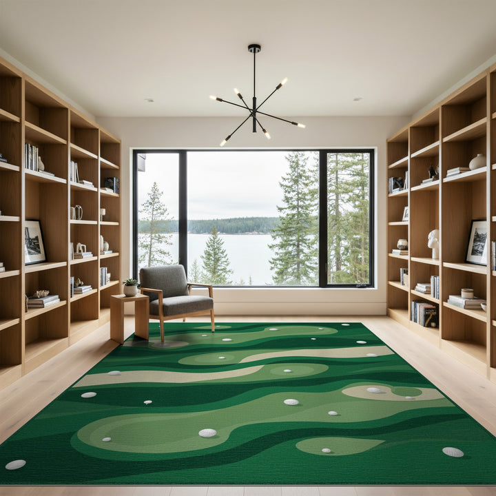 Abstract Green Golf Course Area Rug