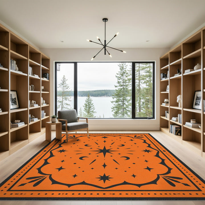 Orange Southwestern Celestial Area Rug