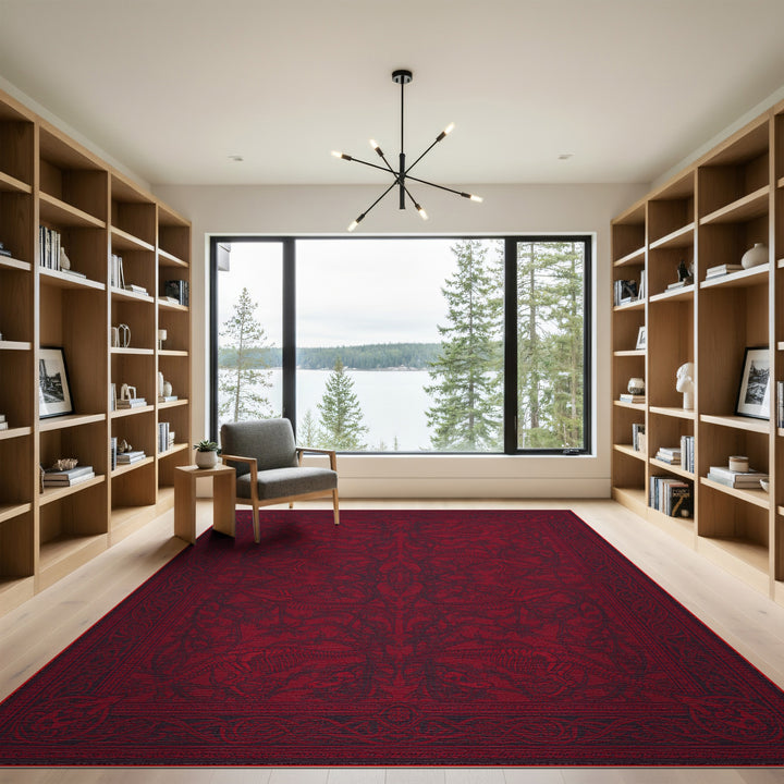 Red Dinosaur Skeleton Heritage Area Rug