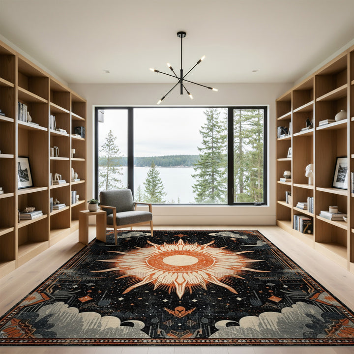 Orange Celestial Sun Area Rug