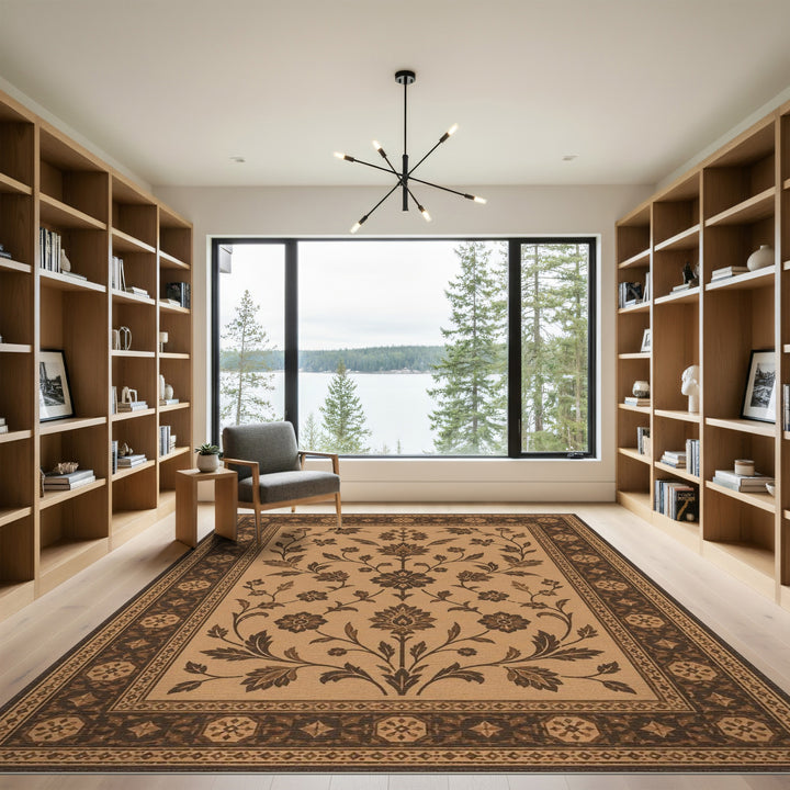 Brown Floral Vintage Area Rug