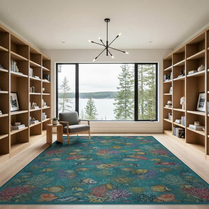Coastal Fish Coral Area Rug