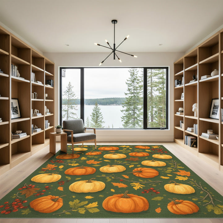 Multi-color and Patterns Fruit Pattern Autumn Pumpkin Harvest Area Rug