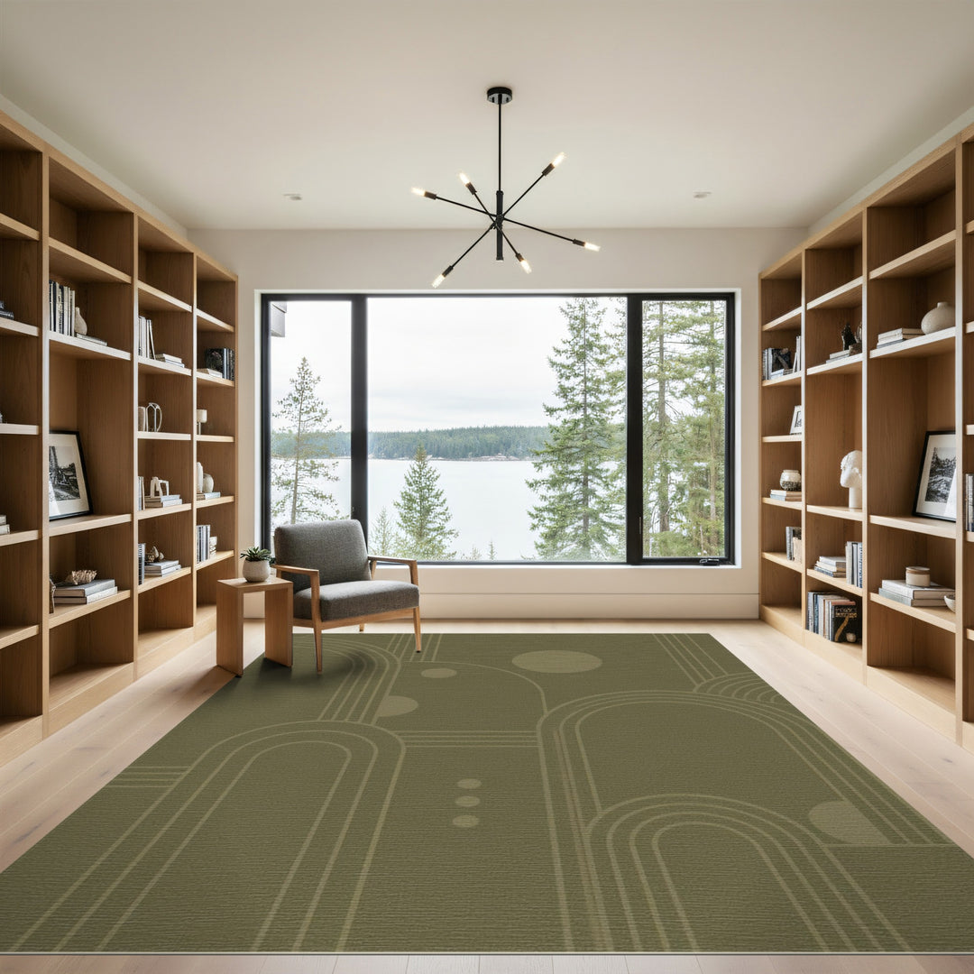 Green Geometric Arch Area Rug