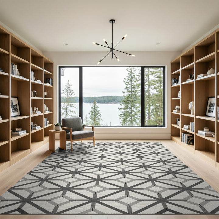Grey Geometric Diamond Area Rug