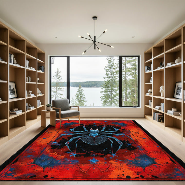 Red Spider Abstract Area Rug