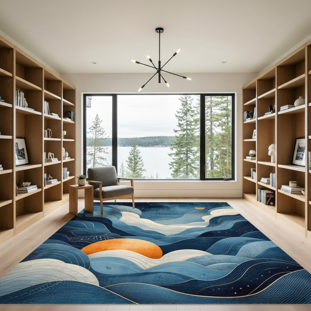 Celestial Blue Wave Area Rug
