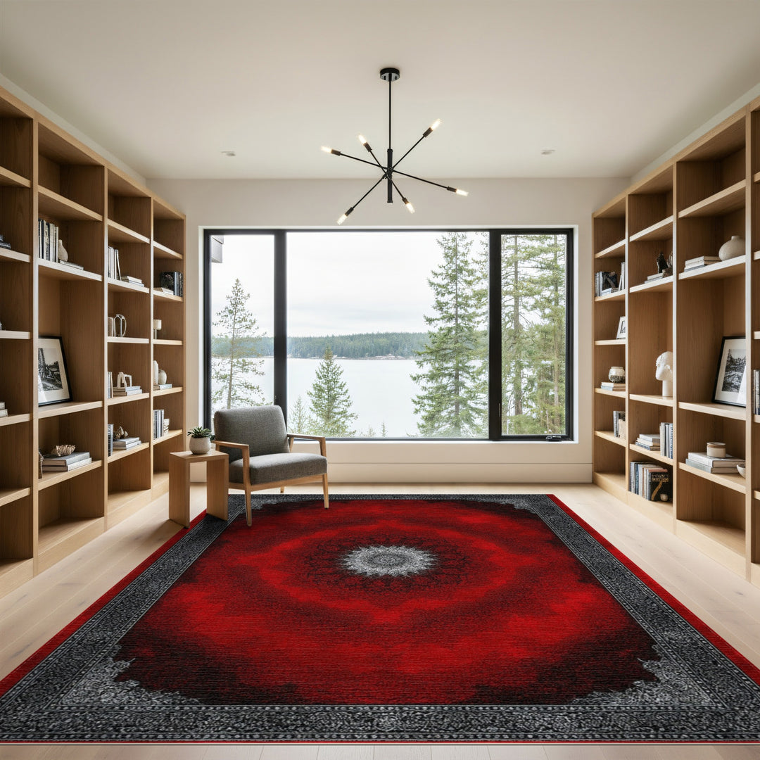 Red Traditional Persian Medallion Area Rug