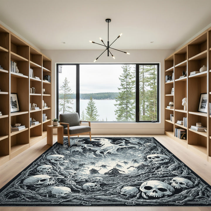 Moonlit Phantoms Skulls and Ghosts Area Rug