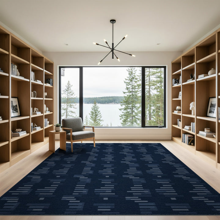 Navy Blue Geometric Area Rug