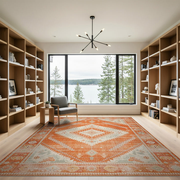 Orange Southwestern Geometric Area Rug