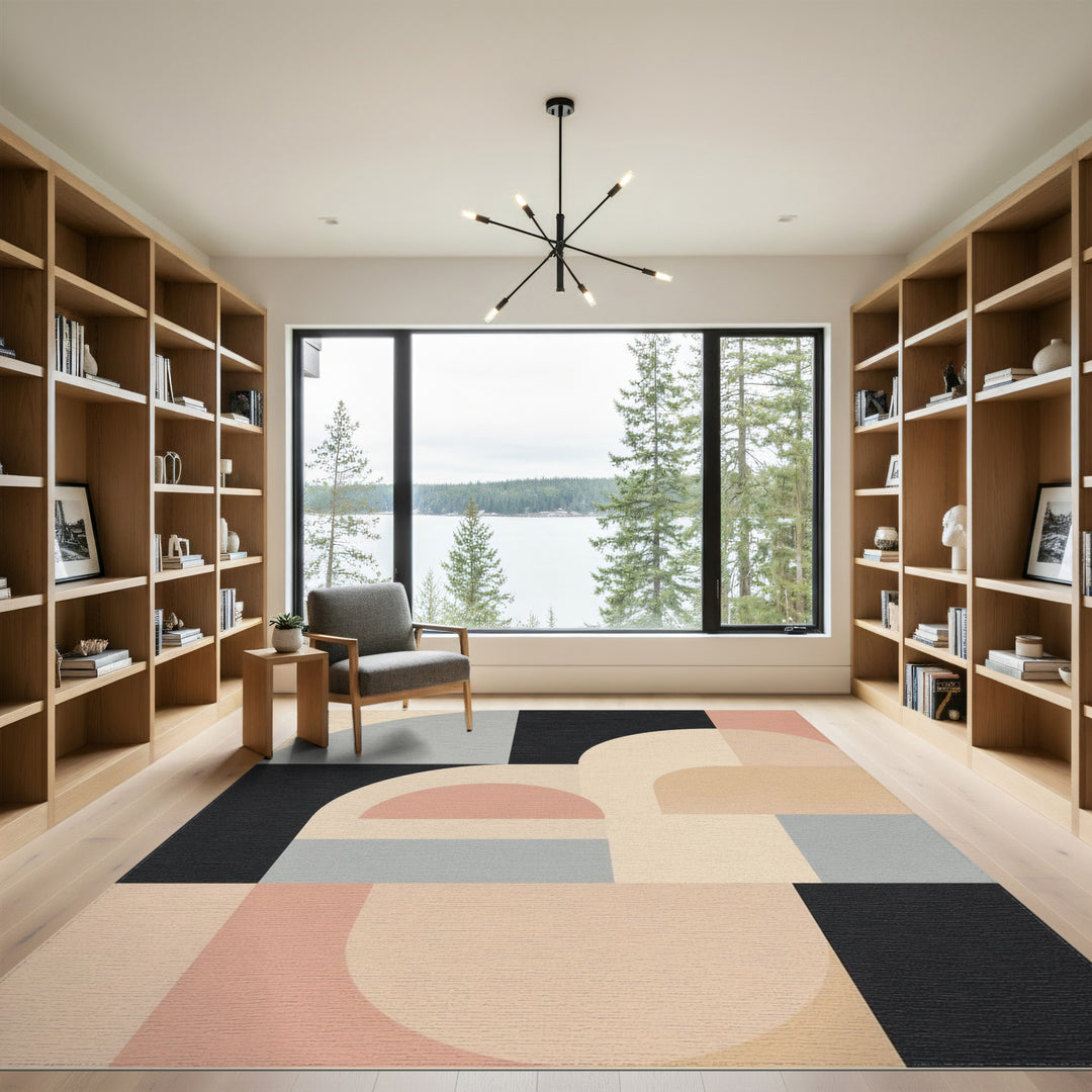 Beige Geometric Modern Area Rug