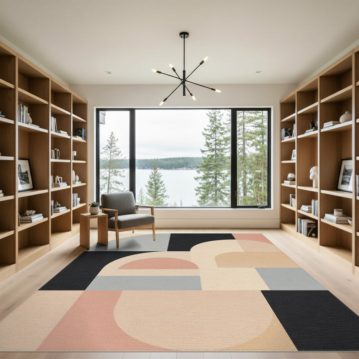 Beige Geometric Modern Area Rug