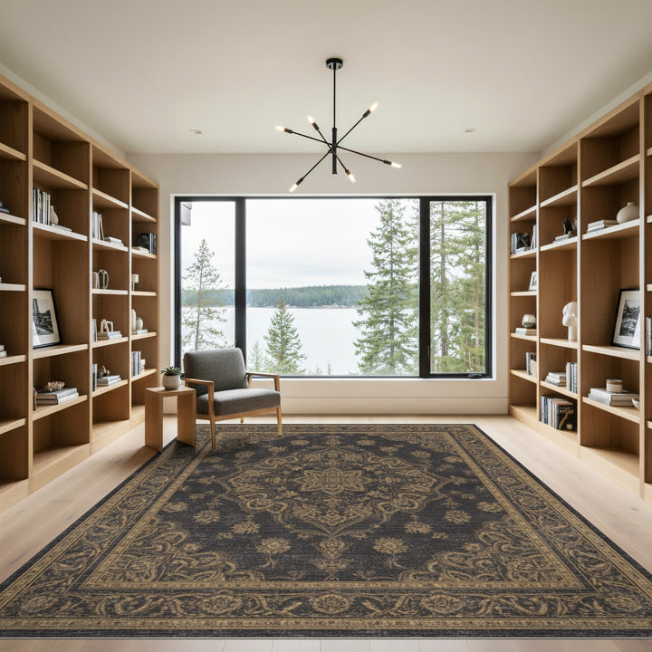 Grey Traditional Persian Medallion Rug