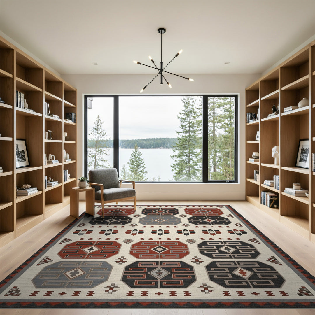 Heritage Tribal Red Geometric Area Rug