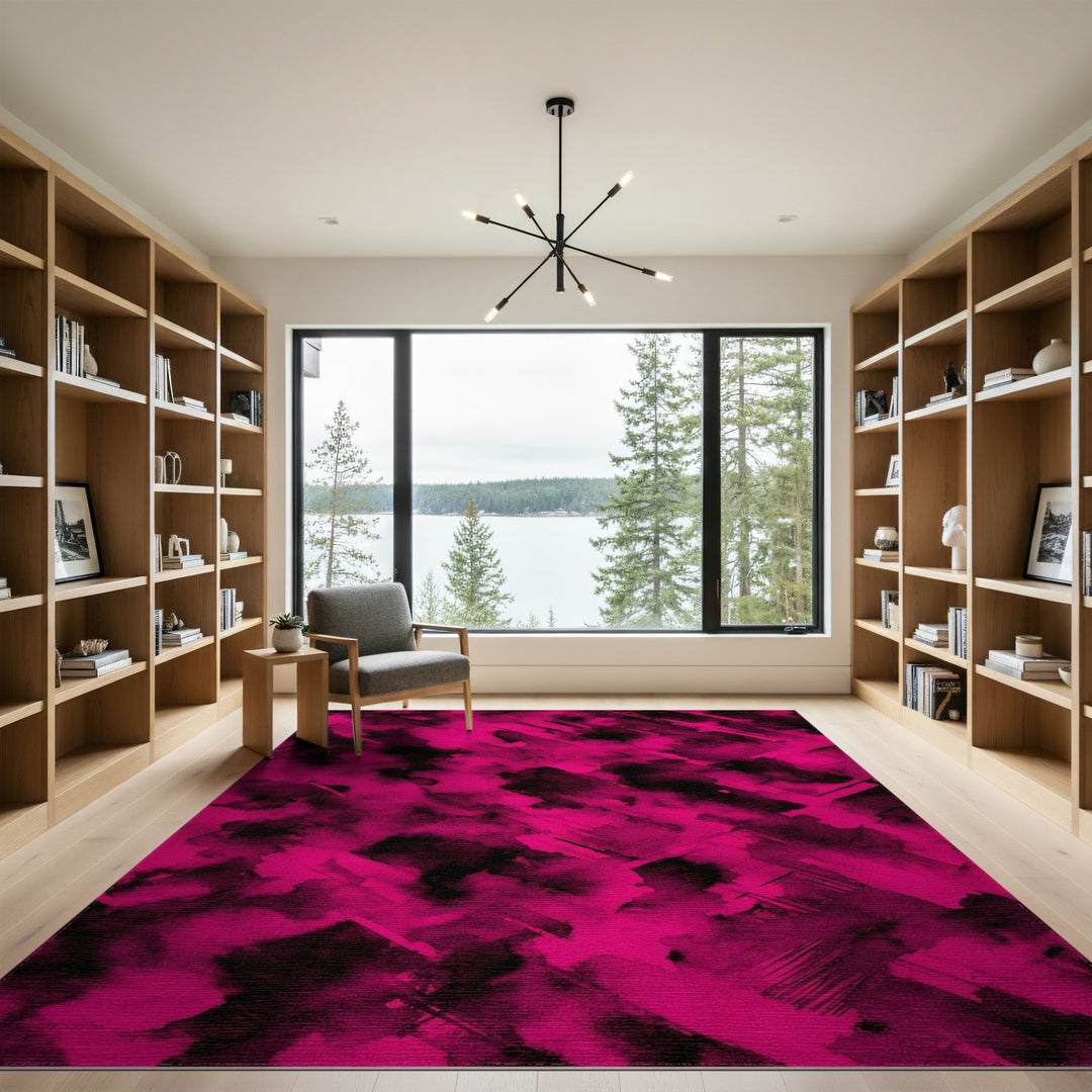 Abstract Area Vivid Pink Abstract Area Rug