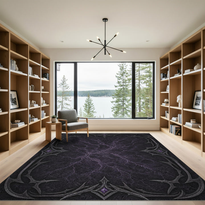 Distressed Vintage Purple Gothic Distressed Area Rug
