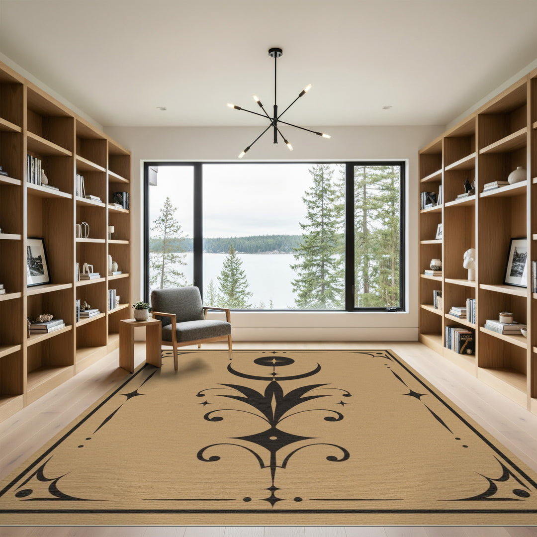 Crescent Moon Floral Tan Area Rug