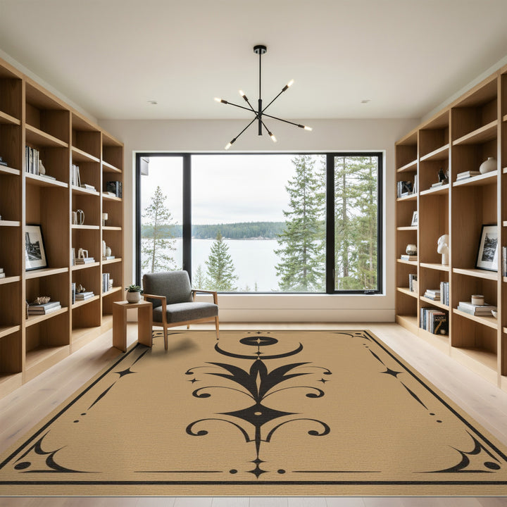Crescent Moon Floral Tan Area Rug