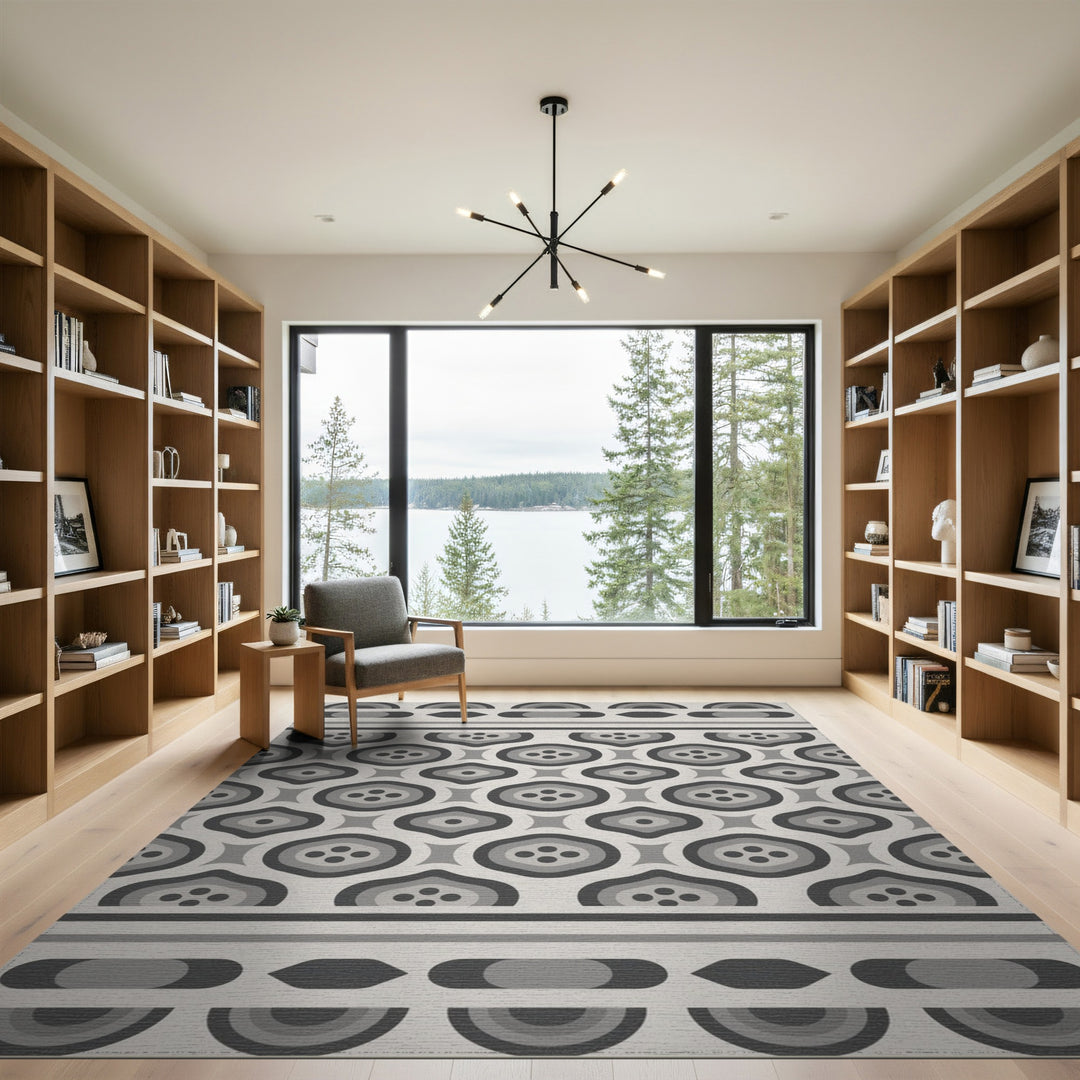 Grey Geometric Modern Area Rug