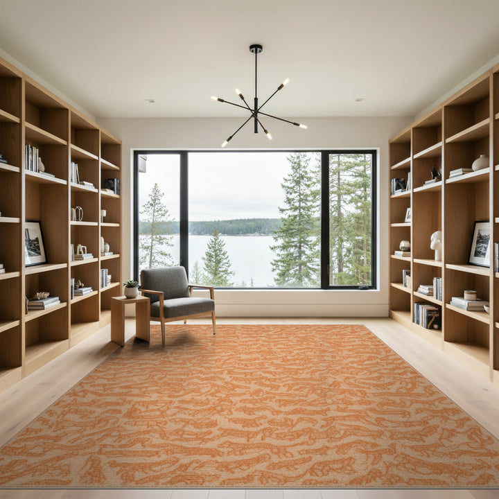 Orange Animal Silhouette Area Rug