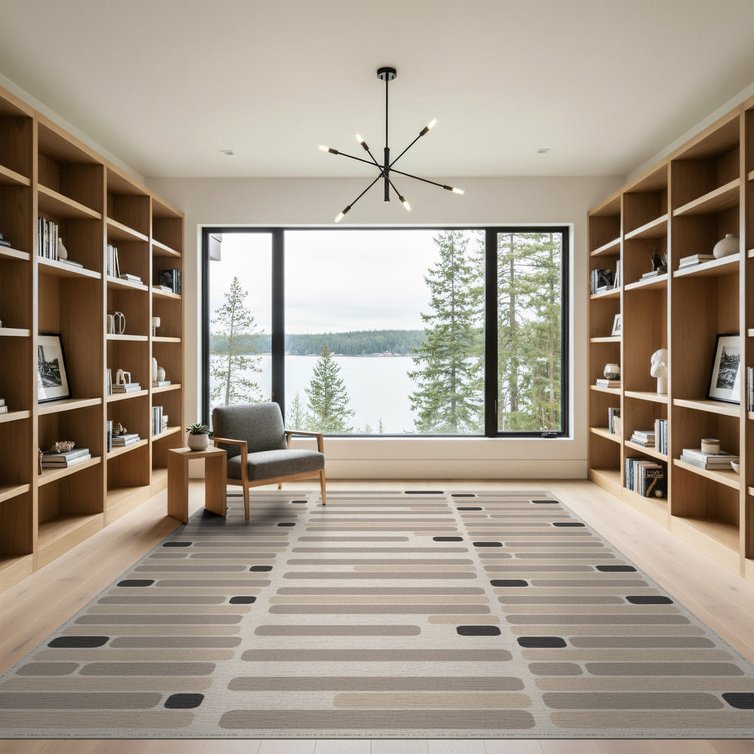 Beige Geometric Modern Area Rug