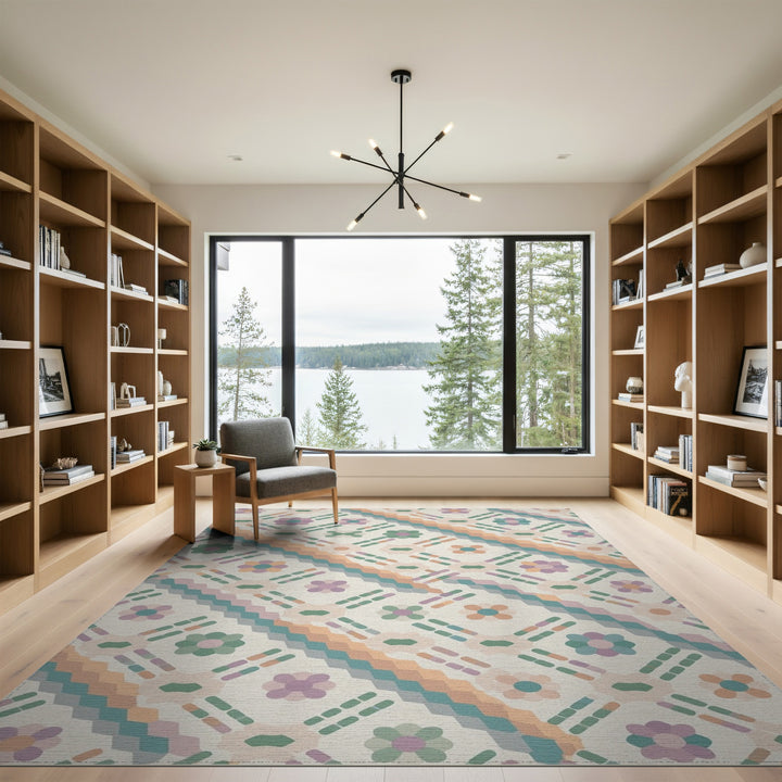Pastel Floral Geometric Area Rug