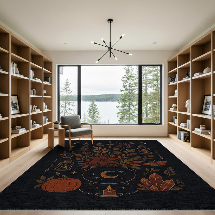 Brown and Tan Mystic Cauldron Floral Area Rug