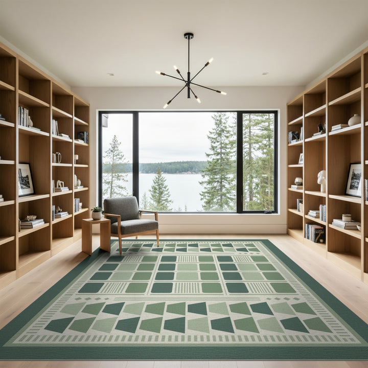 Green Geometric Modern Area Rug