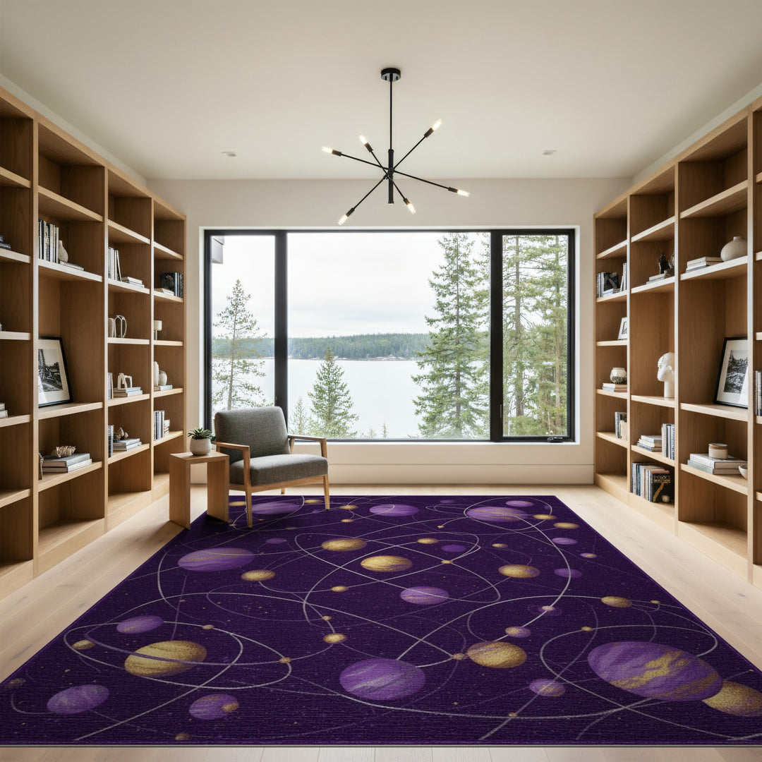 Abstract Area Purple Celestial Orbit Area Rug
