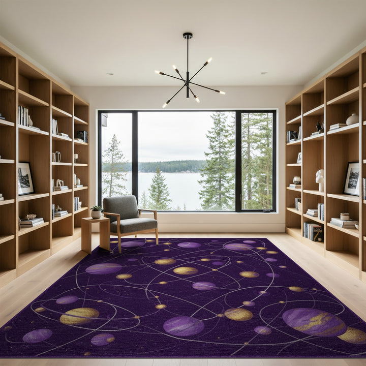 Abstract Area Purple Celestial Orbit Area Rug