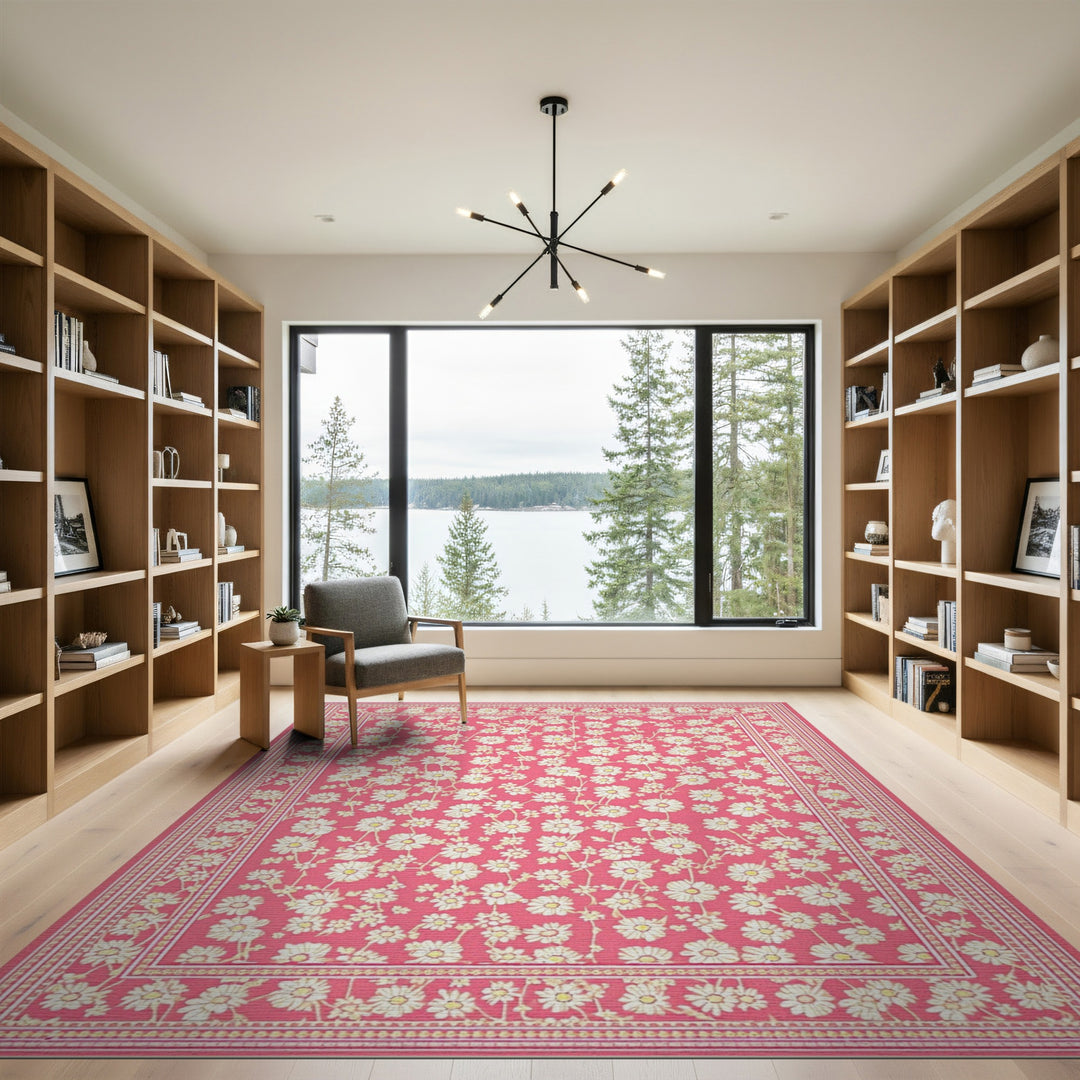 Daisy Pink Daisy Floral Vintage Area Rug