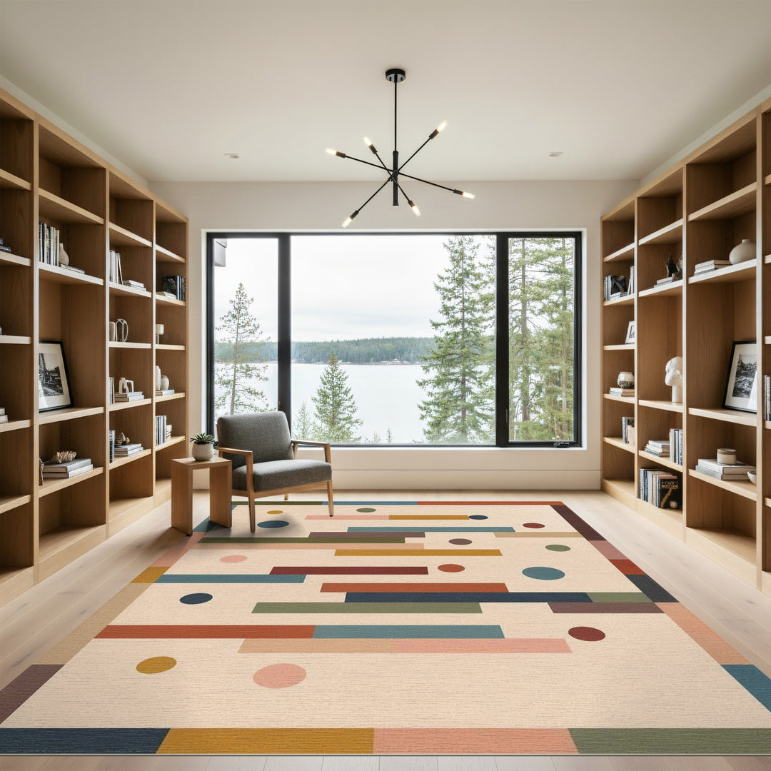 ODIKA Geometric Beige Multi-Color Area Rug