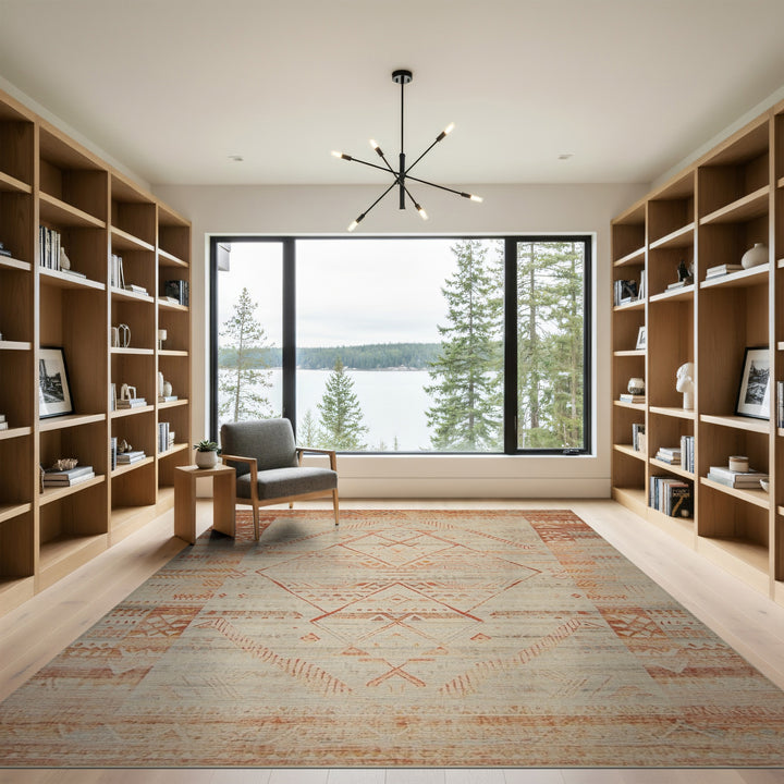 Orange Southwestern Geometric Area Rug