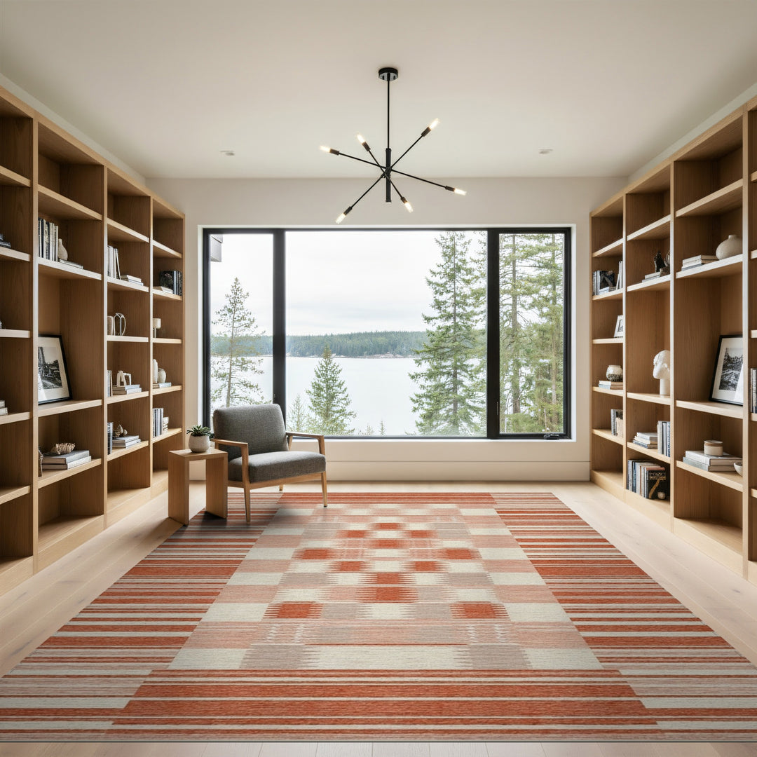 Red Southwestern Striped Area Rug